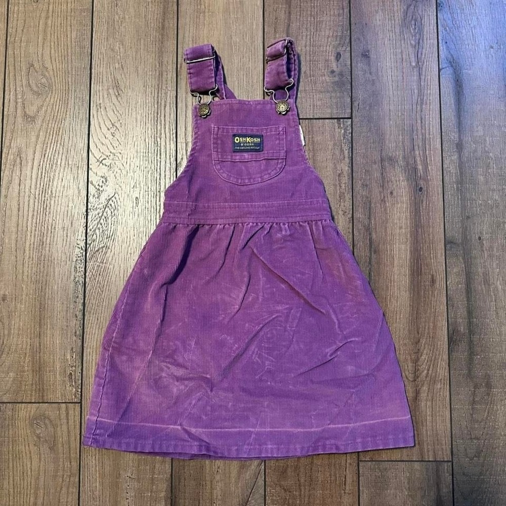 Vintage Osh Kosh B'Gosh Purple‎ Corduroy Overall Dress Skirt Girls Size 5